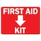 Signmission OSHA Safety First, 7" Height, Decal, 10" x 7", Landscape, First Aid Kit with Down Arrow OS-SF-D-710-L-19588 - alternate 1